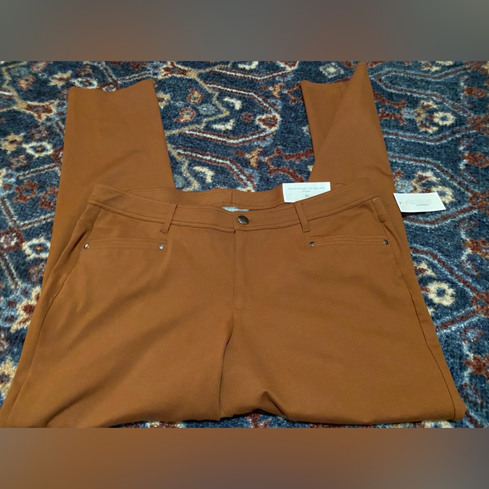NWT cj banks women’s mid-rise tapered tan/brown pants 18W